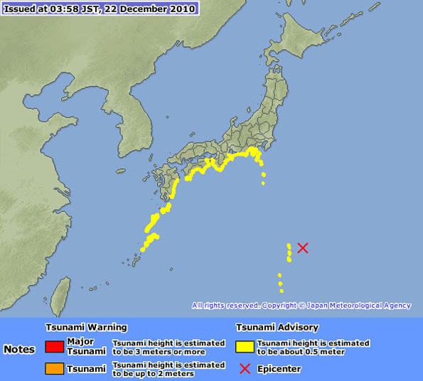 earthquake in japan 2010. Some parts of Japan under a