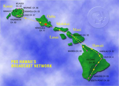 pbs-hawaii-transmitter-map How PBS Hawaii relays their signal from Honolulu to the neighbor islands (map courtesy of PBS Hawaii)