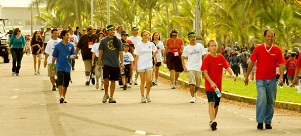 Participants in the Hilo Heart Walk make the Saturday morning stroll next to Hilo Bay to raise their fitness along with funds for the American Heart Association.