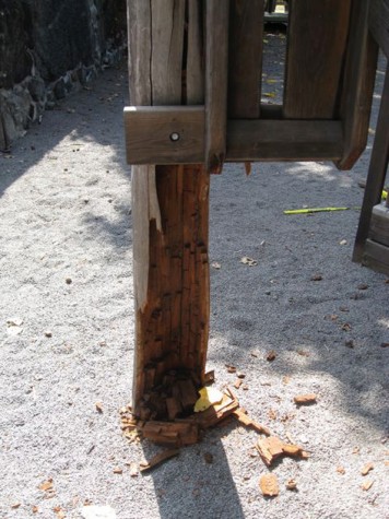 northequip5 Some the wooden structure has crumbled since it was installed 13 years ago. (Photo courtesy of Cliff Kopp)
