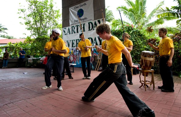 20090424_capoeira The Capoeira Angola Musica & Movement group performs at the Earth Day Fair by Hawaii Community College on the UH-Hilo campus. The groups uses movement to represent the essence of combat without fighting.