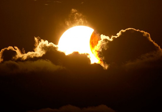 20041013_partial-eclipse A partial solar eclipse seen at 5:45 p.m. from the Natural Energy Labratory of Hawaii