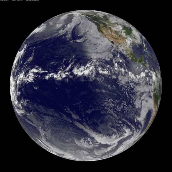 374718main_GOES_20090729_full GOES-11 captured the area of thunderstorms on July 29 at 11:00 a.m. EDT. The large cluster of clouds in the lower left side of the GOES satellite image is the area that has a "less than 30 percent chance" of development. Credit: NASA GOES Project