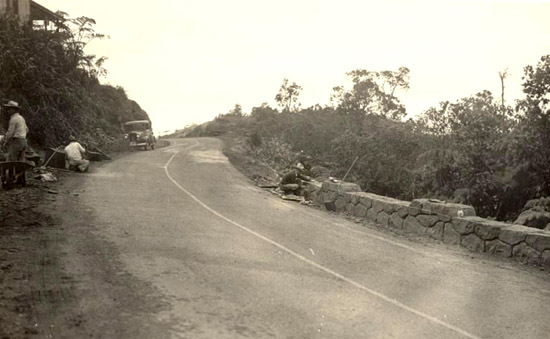 volcanoespark1934 The Civilian Conservation Corps constructed the rock wall along Crater Rim Drive in March 1934. (Photo courtesy of Hawaii Volcanoes National Park)