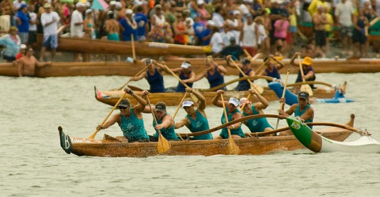 20090801_hcra A Waikiki Beachboys Canoe Club crews races in Hilo Bay Saturday (Aug 1) during the Hawaii Canoe Racing Association championships.