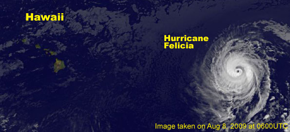 Felicia was downgraded to a category one hurricane but still packs 90 mph winds with higher gusts. Felicia continues to head west towards Hawaii at 14 mph.