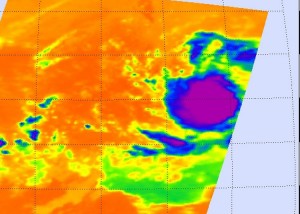 376183main_FELICIA_20090804_full > View larger image NASA's AIRS instrument captured an infrared image of Felicia on Aug. 4 at 6:29 a.m. EDT, just as it strengthened into a tropical storm. The tight rounded shape indicates an organized storm. Credit: NASA JPL, Ed Olsen