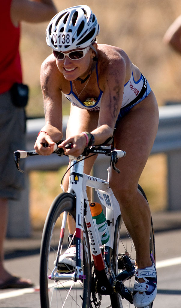 20091010_ironman-bree-wee The Big Island's Bree Wee on Queen Kaahumanu Highway in Kawaihae during the bike leg of the Ironman Triathlon. Photography by Baron Sekiya.