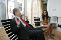 AkakaCornell Sen. Daniel Akaka and HPA graduate Mariko Fujio-White discuss the technologies and features of Cornell University's solar-powered house, Tuesday, Oct. 13. (Photo courtesy of Stefano Paltera/U.S. Department of Energy Solar Decathlon)