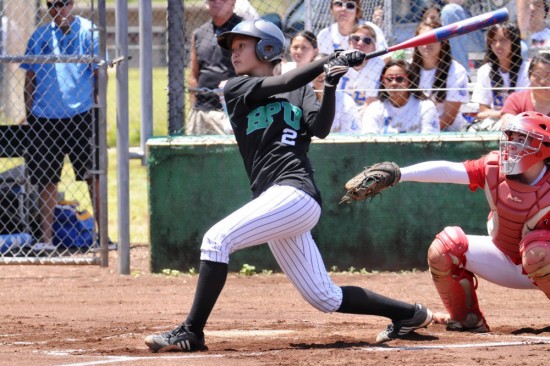 RO-KozyToriano_3145 Kozy Toriano, starting center fielder on the HPU softball team, hitting against UH-Hilo earlier in the year.