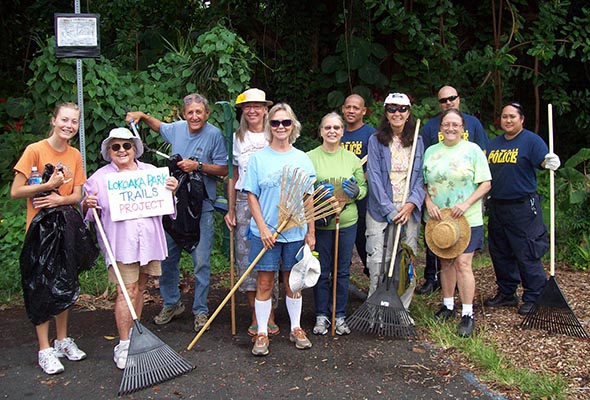 The Leleiwi Community Association organized a trail clean-up on Saturday (August 28) in Keaukaha.

Community members, along with the County of Hawai'i Parks and Recreation Department and the Hawai'i Police Department's Community Policing Section, worked in partnership to beautify the Lokoaka Trails. Trails begin from the parking lot area off Kalanianaole Avenue and lead to Carlsmith Beach Park and the Lalakea area.