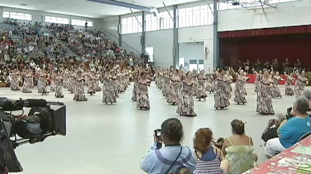 The 48th Annual Merrie Monarch Festival kicked-off Sunday (April 24) with a Hoolaulea featuring music and hula at the Afook-Chinen Civic Auditorium in Hilo.