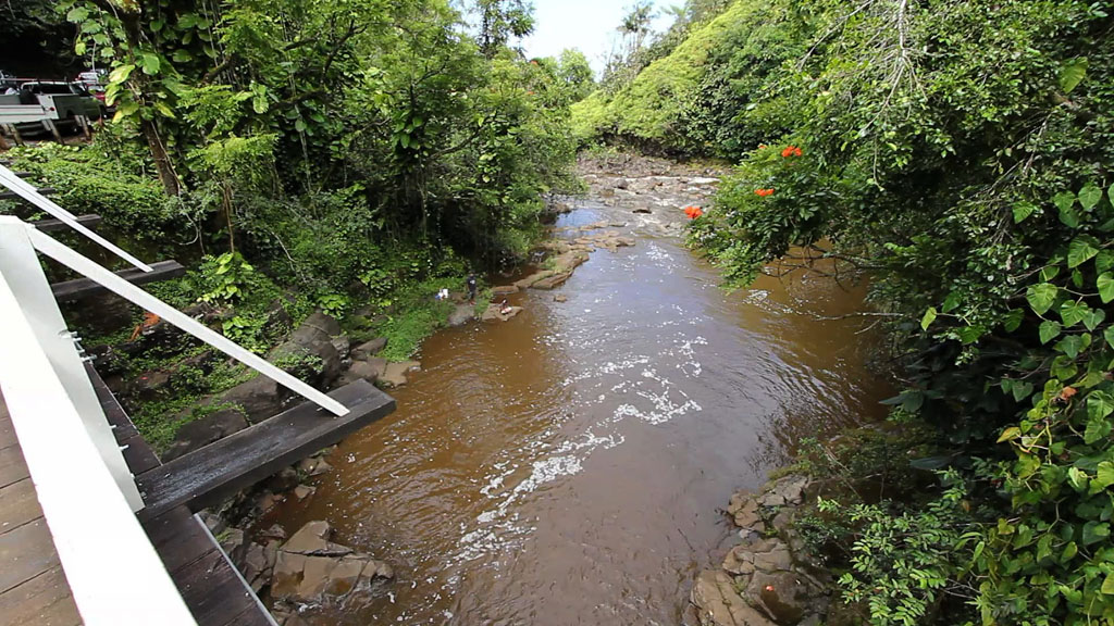 Search operations were suspended Tuesday evening for Ernesto Combes of Nanawale Estates, who was swept away in Kawainui Stream Sunday (July 10) by a flash flood.