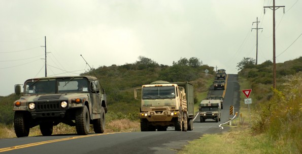 Saddle Road Convoy A convoy of vehicles from 209th Aviation Support Battalion, 25th Combat Aviation Brigade is driven over Saddle Road. Photo by Sgt. Bryanna Poulin 25th CAB Public Affairs