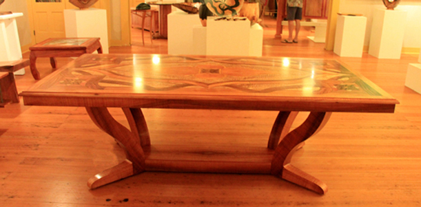 First Place Joinery - Harmony Table by Timothy Allan Shafto, Tiffany DeEtte Shafto, and Joshua Johansen. (Photo courtesy of Hawaii Wood Guild)