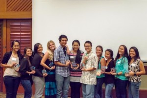 Youth leaders working in the classrooms at Kealakehe High School were recognized at the 4th Annual Lifeplan Youth Summit. L to R: Tumama Tupuola, Taylor Donager, Sophie Balanay, Jordan Orr, Jeremy Gambing, Kasala Vailea, Kawena Case, Lei Cox, Mina Agdeppa, Sarah Barry, Tiffany Kurozawa. (Photo courtesy of Lifeplan Institute Hawaii Island)