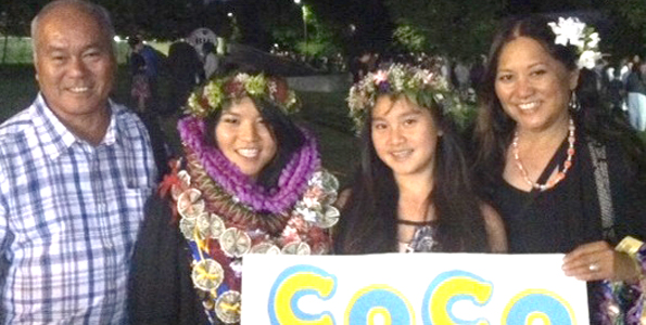 Colette Masunaga and her family - dad Gail, sister Jana and mom Margaret - at her University of California commencement at Davis in June 2013. (Photo courtesy of the Masunaga family)