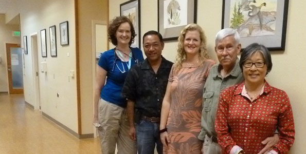 From left: Mary K. Nordling, MD, Boyd Murayama, Assistant Hospital Administrator and Medical Group Practice Director at HMC and Lori Rogers, Executive Director of HMCF with Richard and Avis Mortemore. (Photo courtesy of Hilo Medical Center)