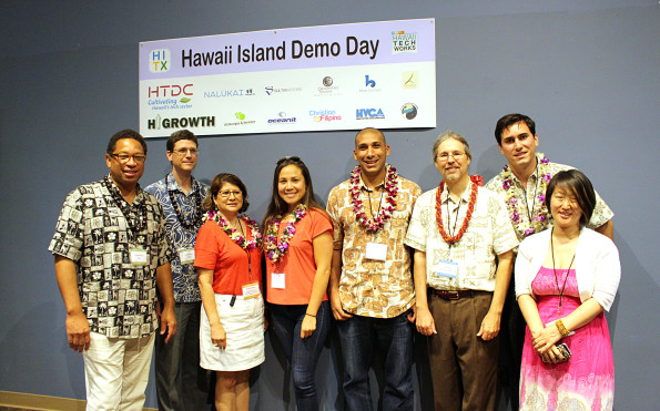 Demo Day winners with the judges and staff of Hawaii Tech Exchange and Hawaii Tech Works. Photography by Denise Laitinen