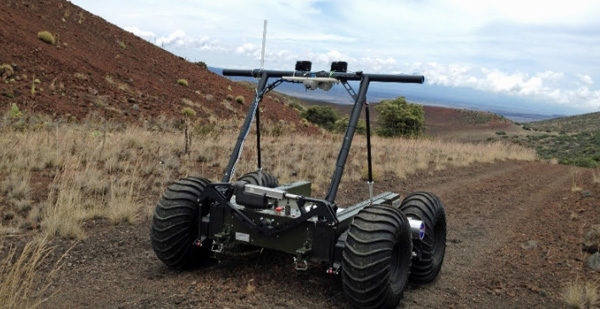 The PISCES Planetary Rover during a test run at one of the Center's planetary analogue test sites on Hawaii Island. (Photo courtesy of PISCES)