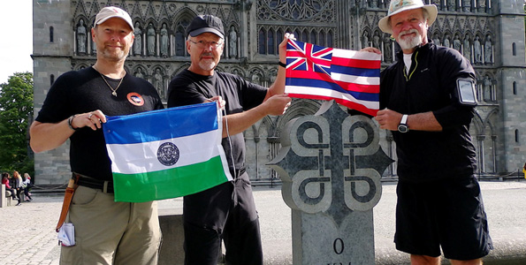 From left: Anders Stavhag, Stein Thue and Brandon Wilson at Nidaros Cathedral in Trondheim, Norway. (Photo courtesy of Brandon Wilson)