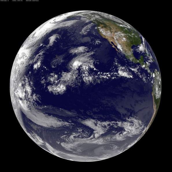 Full earth image taken at 8 p.m. HST Saturday, August 1, 2015. Photo courtesy of NOAA-NASA GOES Project