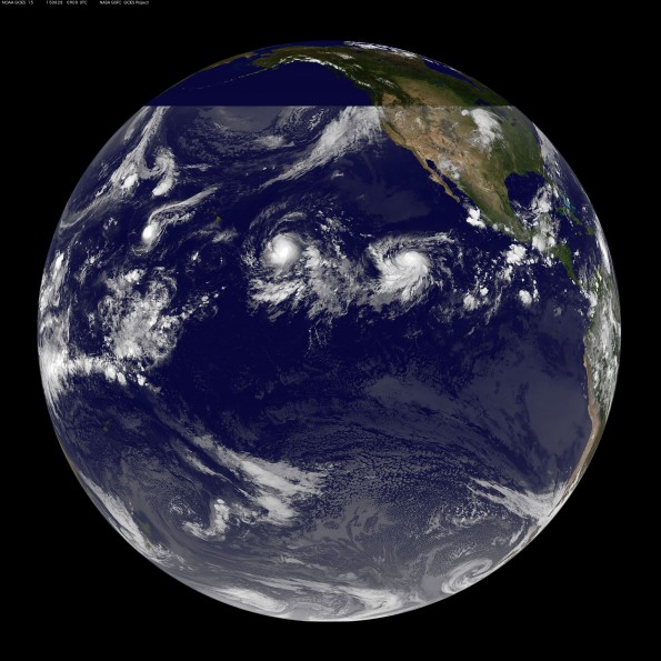 Full earth image taken at 11 p.m. HST Thursday, August 27, 2015. Photo courtesy of NOAA-NASA GOES Project