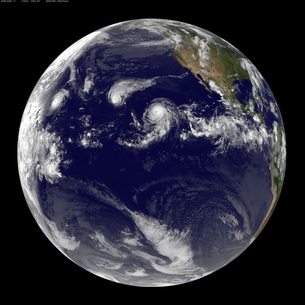 Full earth image taken at 8 p.m. HST Sunday, August 30, 2015. Photo courtesy of NOAA-NASA GOES Project
