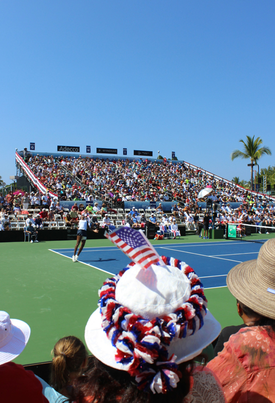 USA's Venus Williams serves during the first set against Poland's Paula Kania. (Hawaii 24/7 photo by Karin Stanton)