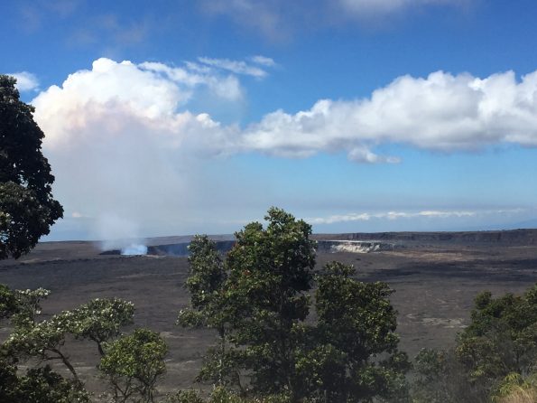 Halema‘uma‘u is seen from Crater Rim Trail near Steam Vents on Tuesday morning (Aug 30), the calm before the storms. NPS Photo