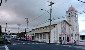 One-way traffic on Kapiolani Street in Hilo next to St. Joseph Catholic Church. Hawaii 24/7 File Photo