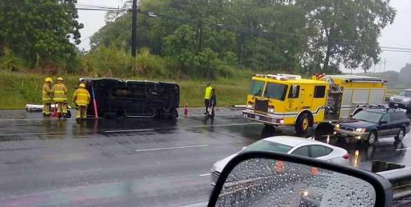 Crash on Mamalahoa Highway (Route 11) near the Keaau-Pahoa Bypass Road (Route 130) on Monday, May 22, 2017. Photo special to Hawaii 24/7 by Rickson Wichep