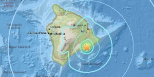 At 7:01 a.m. HST on Thursday, June 8, 2017 a 5.3 magnitude quake struck the south flank of Mauna Loa. USGS Graphic
