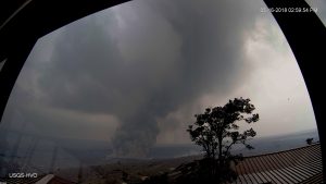 Panorama of Halemaʻumaʻu Overlook Vent Wide Angle from HVO Observation Tower. Webcam image taken Wednesday, May 16, 2018 courtesy of U.S. Geological Survey