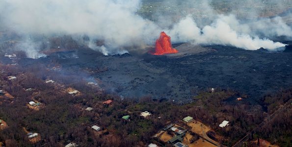 Lava fountaining on the Lower East Rift Zone. Photo taken Wednesday, May 30, 2018 courtesy of Hawaii County Fire Department