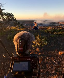 Scene from the film: Kumu Hula Kekuhi Keali'ikanaka'oleohaililani in Hawaii Volcanoes National Park. Photo by Annie Sullivan.