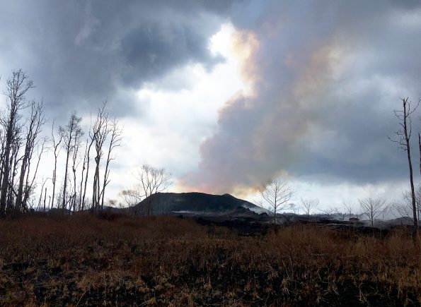 In mid-July 2018, fissure 8 (shown here) on Kīlauea Volcano’s lower East Rift Zone was emitting more than 50,000 tons of sulfur dioxide gas per day, creating high levels of vog on the Island. Since early August, lower East Rift Zone SO2 emissions have dropped to less than 100 tons per day, resulting in better air quality for Hawaii. USGS photo by T. Elias.