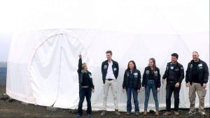 Crew exits HI-SEAS habitat Wednesday, March 6, 2019. Musilova, Mulder, Sirikan, Weert, Burstein, Pothier Photo courtesy Shannon Manamtam