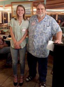 Madison Pratt, Montana State University student and winner of the Big Island Press Club Yukino Fukubori Scholarship in 2018, with BIPC President John Burnett.
