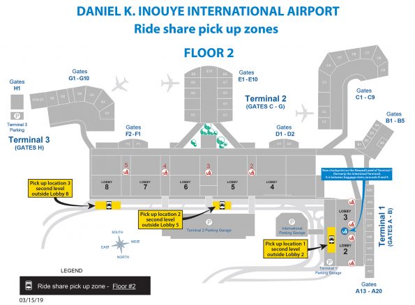 Daniel K. Inouye International Airport (HNL) Rideshare Pickup Zones