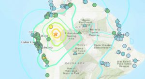 Location of the 5.3 magnitude earthquake (marked with star) at 5:09 p.m. HST, Saturday, April 13, 2019.