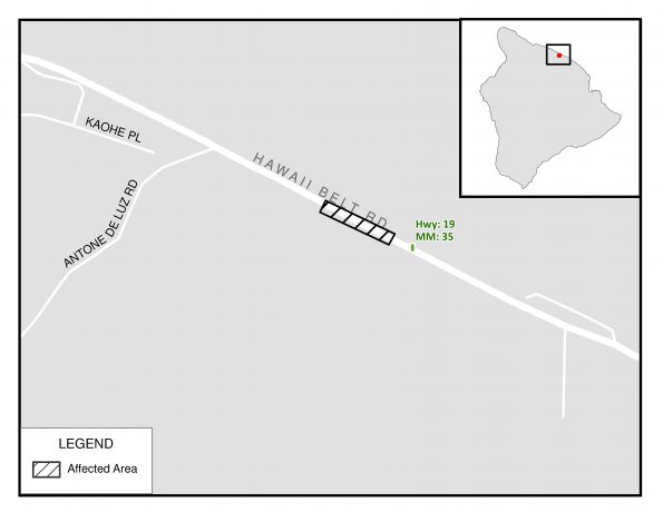 Partial lane closure in Paauilo