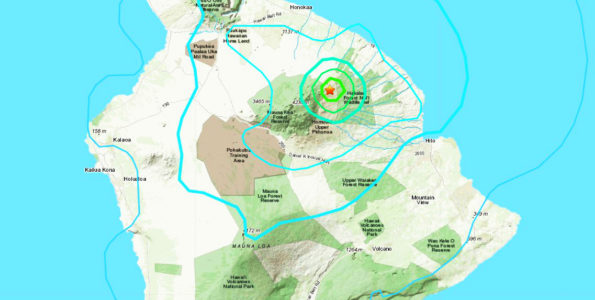 Magnitude-4.9 earthquake southwest of Laupāhoehoe, Hawaiʻi on Monday (Nov 11) Location of an earthquake at 6:36 a.m., Monday, November 11, 2019.